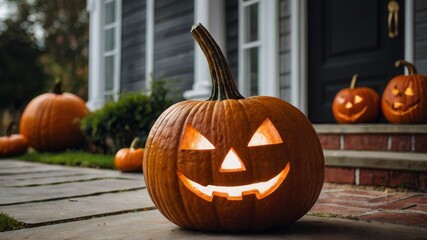 Halloween Jack Pumpkin on the Porch