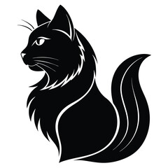logo of persiana cat face, side view, silhouette, black and white, white background