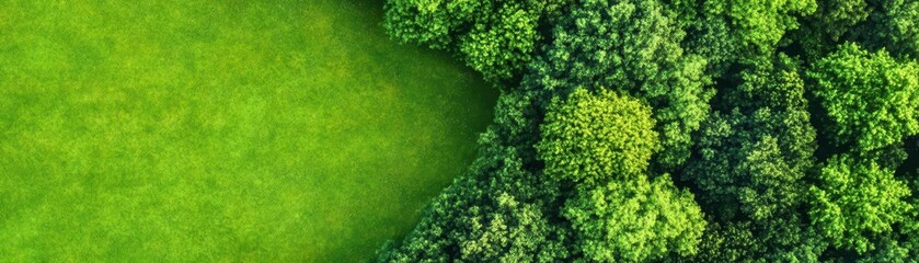 Lush green landscape showcasing vibrant trees and an open grassy area, perfect for nature-themed projects and designs.