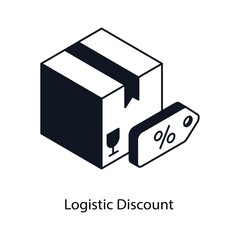 Logistic Discount Isometric outline style icon. Symbol on White background EPS 10 File 