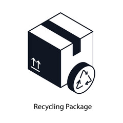 Recycling Package Isometric outline style icon. Symbol on White background EPS 10 File 