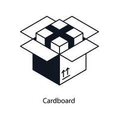 Cardboard Isometric outline style icon. Symbol on White background EPS 10 File 