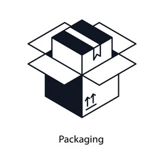 Packaging Isometric outline style icon. Symbol on White background EPS 10 File 