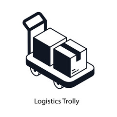 Logistics Trolly Isometric outline style icon. Symbol on White background EPS 10 File 