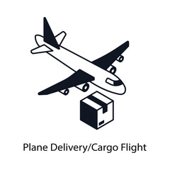 Plane Delivery/Cargo Flight Isometric outline style icon. Symbol on White background EPS 10 File 