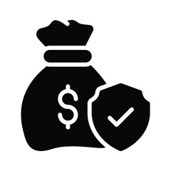 A sack with a dollar sign on it along with a shield shows secure wealth icon