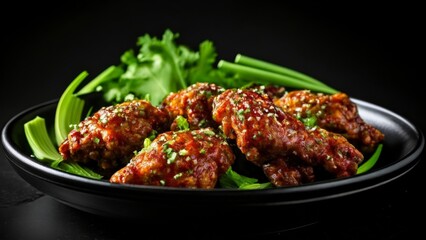 Fototapeta premium Deliciously spicy chicken wings ready to be savored