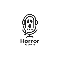 Horror Podcast minimalist line art logo design