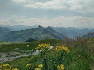 Fototapeta premium Wunderschöne Berglandschaft im Bregenzerwald in Vorarlberg
