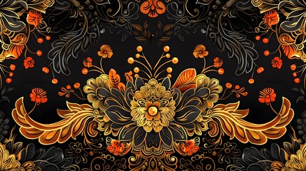 Background of Javanese batik motif pattern, Indonesian batik motifs with very distinctive plant patterns