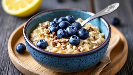  Deliciously nutritious breakfast bowl with blueberries and nuts