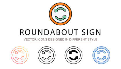 Roundabout Sign icon design with white background stock illustration
