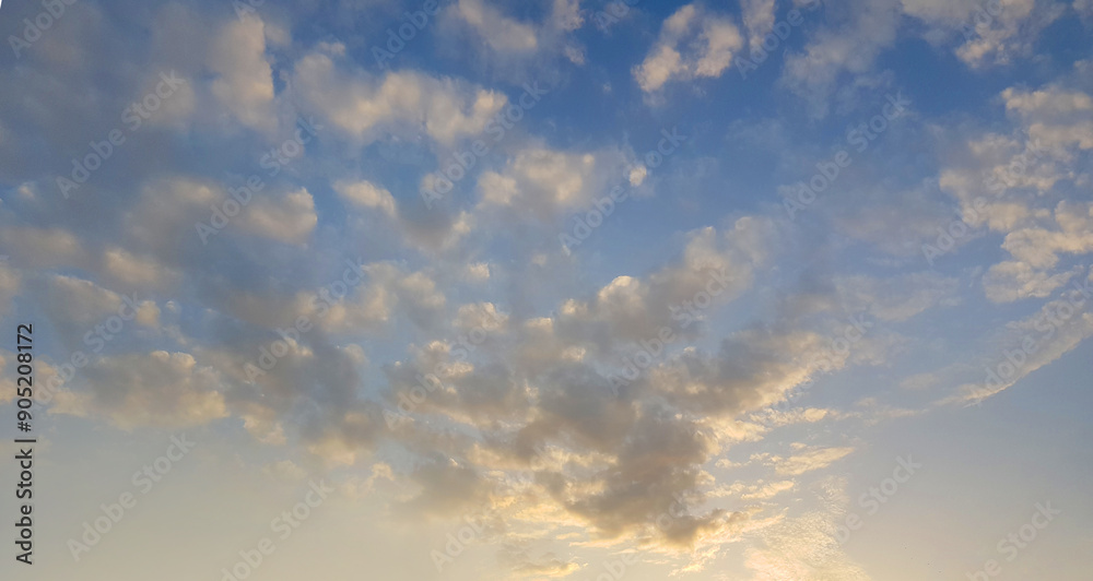 Wall mural morning horizon skyline weather background. blue sky and clouds