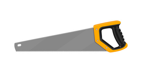 Hand saw for wood - carpentry tool flat. Vector illustration on white background