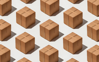 Fototapeta premium A set of packing cubes neatly arranged on white background