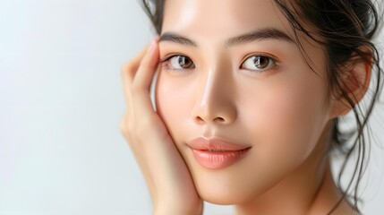 Fototapeta premium Beautiful Young Asian Woman Portrait with Natural Makeup