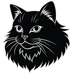 logo of persiana cat face, side view, silhouette, black and white, white background