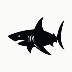 Fototapeta premium silhouette of a shark vector very simple and single shark silhouette white background