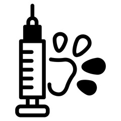 Syringe with injection for an animal icon 