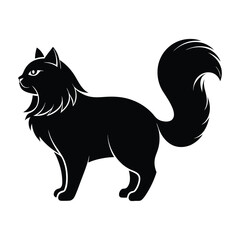 logo of persiana cat face, side view, silhouette, black and white, white background