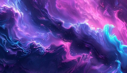 Obraz premium Abstract Swirling Purple and Blue Nebula with Glitter