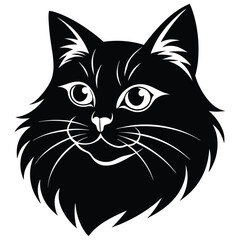 logo of persiana cat face, side view, silhouette, black and white, white background