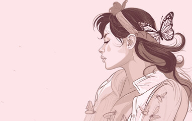 Cute girl vector background