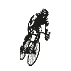 Road cycling, cyclist on bike, abstract isolated vector silhouette, ink drawing