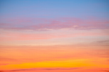 Beautiful , luxury soft gradient orange gold clouds and sunlight on the blue sky perfect for the background, take in everning,Twilight, Large size, high definition landscape photo