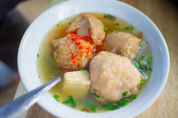 tofu meatballs, traditional food with warm sauce