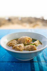 tofu meatballs, traditional food with warm sauce