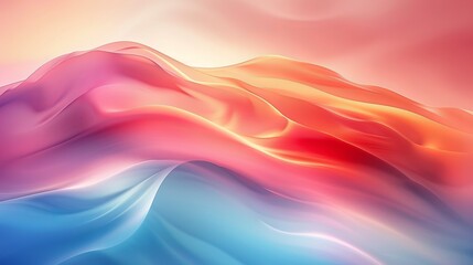Fototapeta premium Colorful Abstract Waves in Vibrant Shades of Red and Blue at Dawn