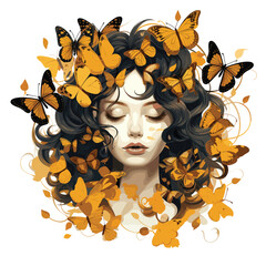 young girl hair made of butterflies international women's day greeting card