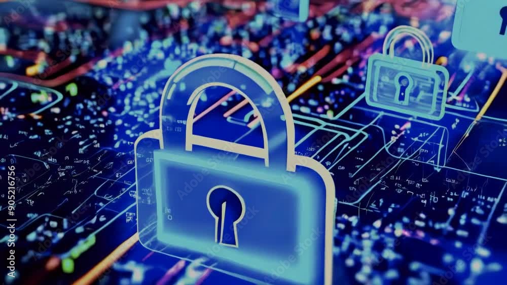 Poster security of digital data network protection. high-speed connection data analysis. technology data bi