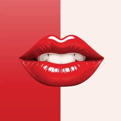 Valentines day banner or poster with sexy red lips vector design