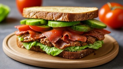  Deliciously stacked veggie sandwich ready to be savored