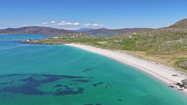 Aerial view of Prince Charlie's Bay, Eriskay, Western Isles, Scotland
