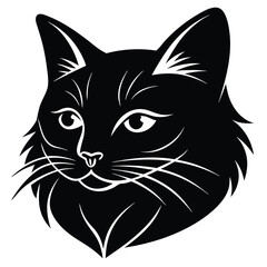 Obraz premium logo of persiana cat face, side view, silhouette, black and white, white background