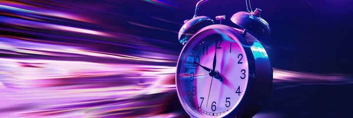 Purple alarm clock in motion blur effect