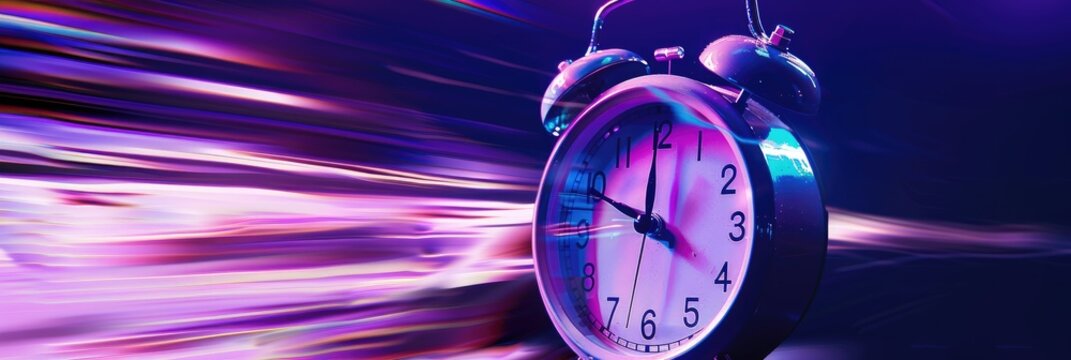 Purple alarm clock in motion blur effect