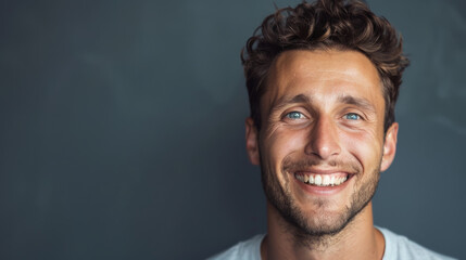 Obraz premium Happy Smiling Man, Joyful Blogger