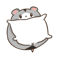 cute kawaii hamster with pillow illustration