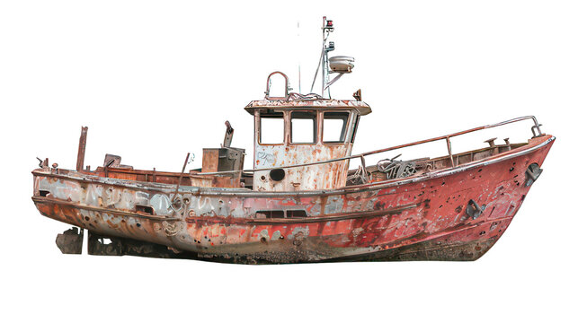 recommend clip art: Old shipwreck isolated on white created with Generative AI
