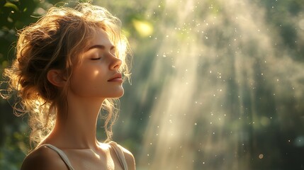 Woman with Closed Eyes in the Sun.