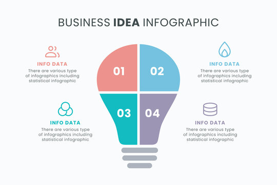 Vector idea light bulb infographic template for growth diagram, graph, presentation, chart. Business startup idea lamp concept with 4 options