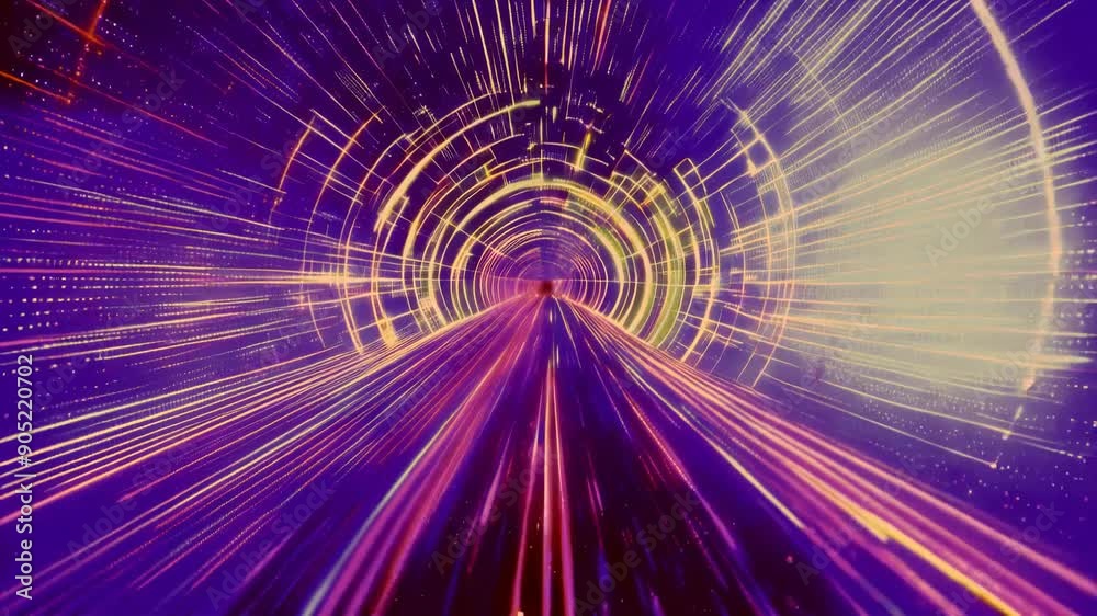 Poster tunnel lines data flow optical effect digital technology stream super fast speed lines background. d