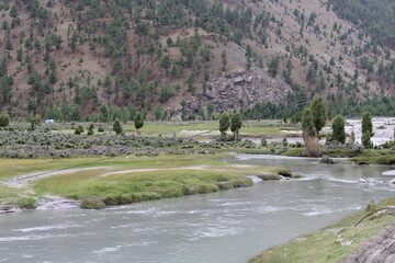 Beautiful, majestic view of the Basho Valley in Skardu, Pakistan. The Basho Valley is located on the heights of the mountains. Basho valley is famous for its natural beauty and picturesque views. 