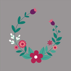 Round Floral Greeting Card Vector – Elegant Botanical Design.
