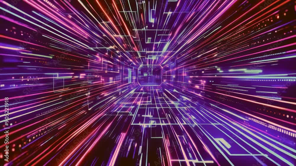 Poster hologram vhs noise background in futuristic hud video frame. digital technology plexus lines backgro
