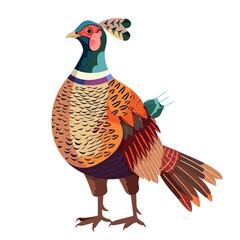 Pheasant 90s Revival animal fashion cartoon isolated whitebackground 16:9
